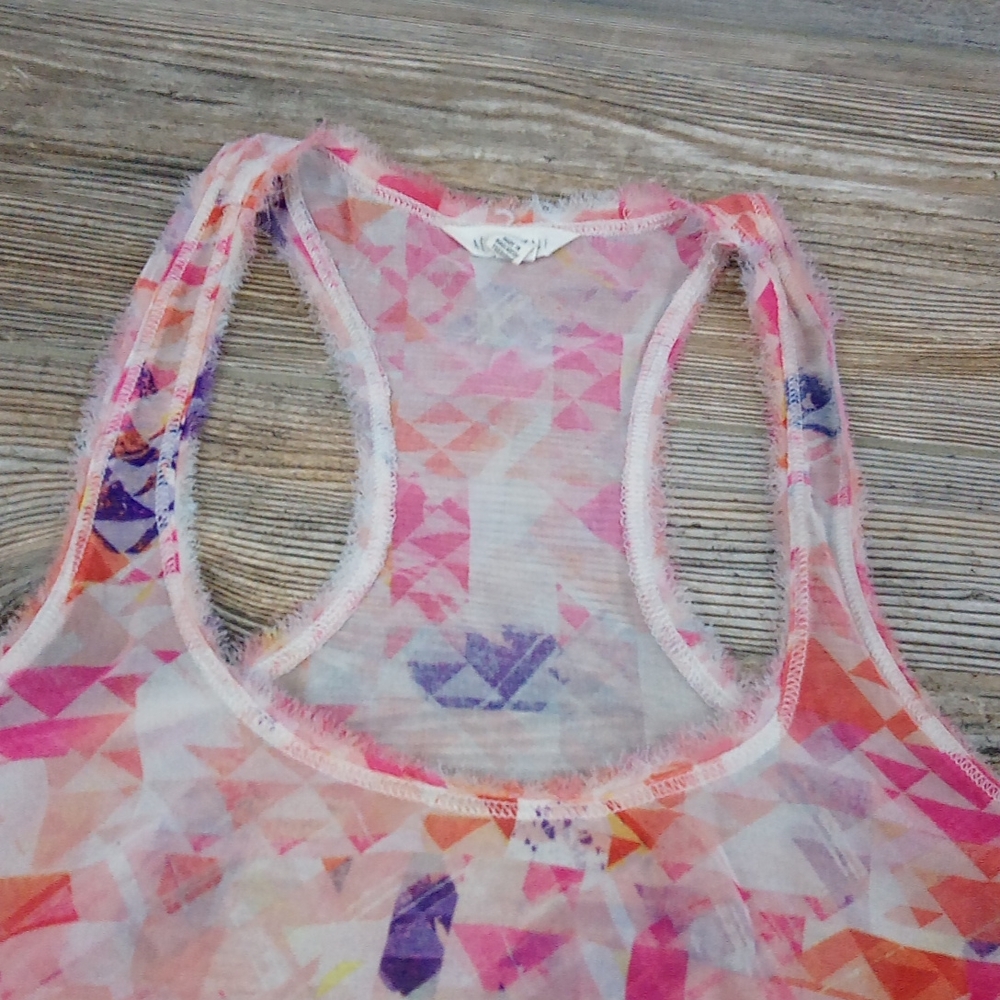 Lightweight Sheer Colorful Patterned Racerback Ta… - image 2